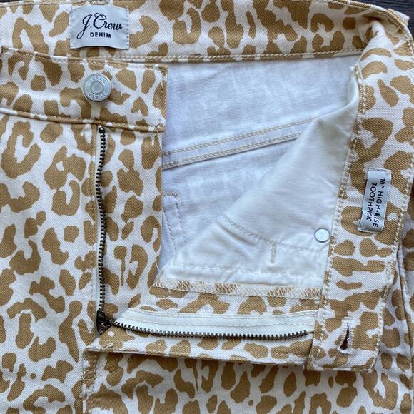 J CREW Skinny Jeans Womens Sz 28 Toothpick High Rise Tan Leopard Safari Jungle - Picture 3 of 7